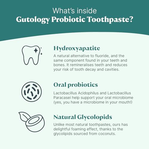 - Gutology Natural Probiotic Toothpaste | 120ml | Fluroide Free Hydroxyapatite Toothpaste -