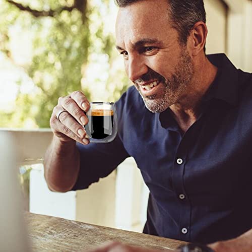 - Glastal Double Walled Espresso Coffee Glass | Glasses for Tea Dessert 100ml (4oz) Set of 2 -