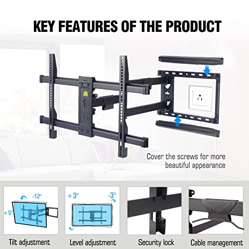 - FORGING MOUNT Long Reach TV Wall Bracket Mount | Swivel Tilt Corner TV Bracket | 765mm long Arm for Corner/flat Installation | Fits 37 to 75" Flat/curve TVs | VESA 600x400mm | Holds up to 45kg -