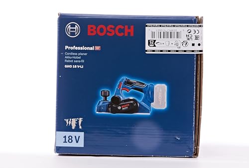 Bosch Professional 18V System Cordless Planer GHO 18V-LI (no-Load Speed 14,000 min-1, max. chip Thickness 1.6 mm, Without Rechargeable Batteries and Charger, in Cardboard Box)