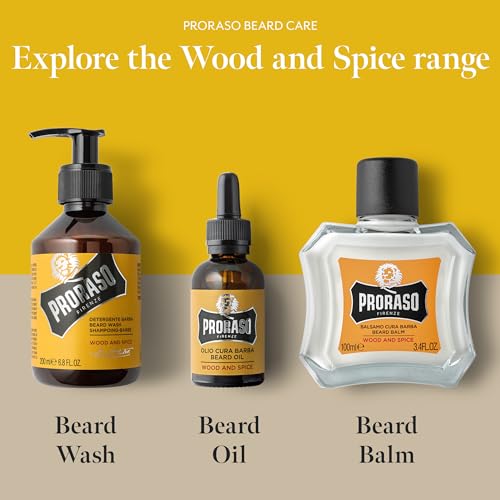 - Proraso Beard Oil | Wood and Spice | 30ml | Scented Beard Softener For Men -