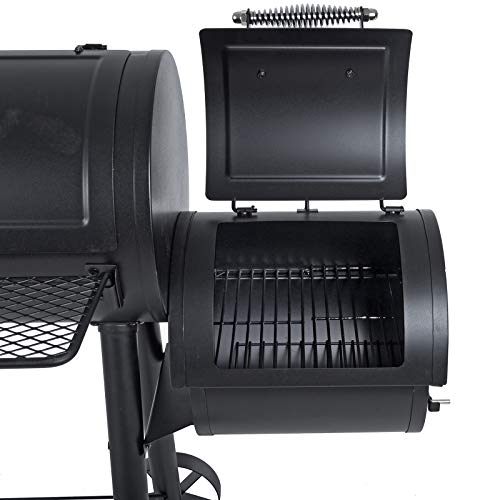 Azuma Bandit Barrel BBQ Charcoal Grill Wood Smoker Firebox Black Steel Portable Barbecue