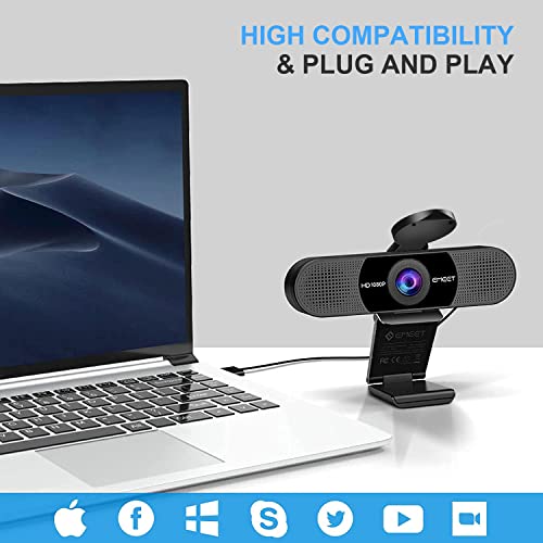 - EMEET 1080P Webcam with Microphone | C960 Web Camera | 2 Mics Streaming Webcam with Privacy Cover | 90°View Computer Camera -