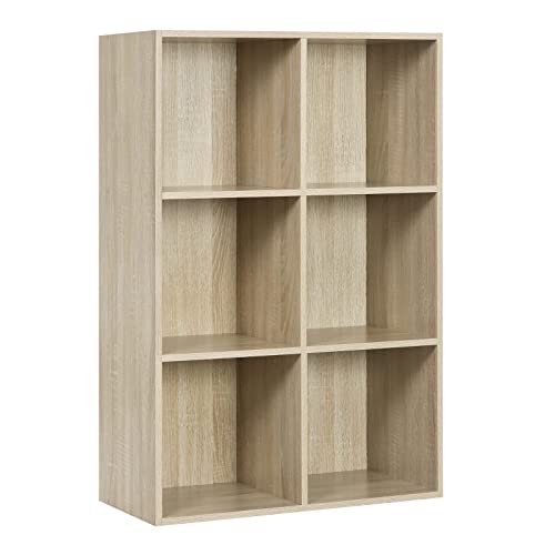 - WOLTU Bookcase, Oak Book Shelf 6 Storage Cubes Unit, Freestanding Bookcases for Living Room, Bedroom