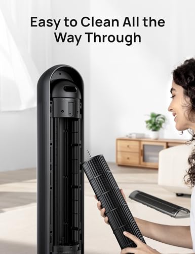 - Dreo 28dB Silent Tower Fan | 7.3m/s Velocity Electric Cooling Fan | Remote Control 90° Oscillating | 4 Speeds | 4 Modes -