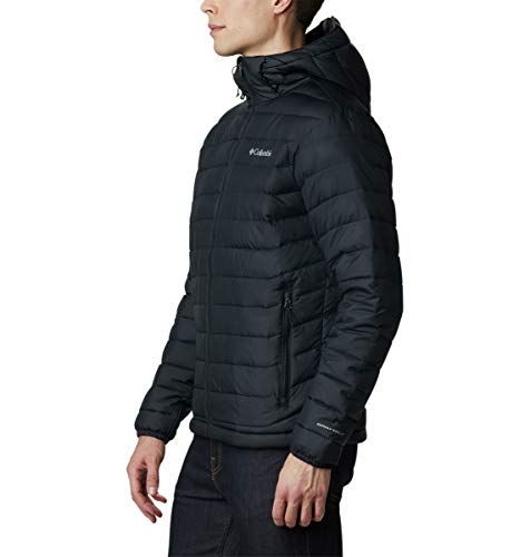 Columbia Men's Powder Lite Hooded Jacket Hooded Puffer Jacket, BLACK, Size L