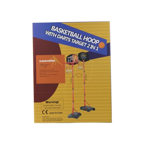 Basketball Hoop, KAMDHENU Kids Toy Basketball Hoop with Darts Target 2 in 1 with Height-Adjustable 3.2ft-6.2ft, Portable Basketball Hoop Indoor and Outdoor Activities for Kids Age 3-8