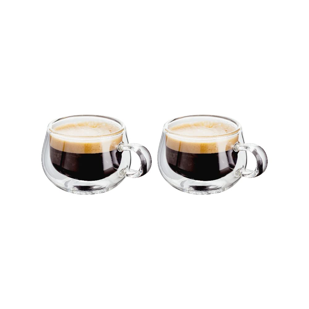 - Judge Double Walled Glass Espresso Coffee Handled Cups | Set of 2 | 75ml -