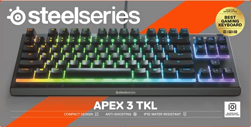 - SteelSeries Apex 3 TKL | RGB Gaming Keyboard | Tenkeyless Compact Esports Form -