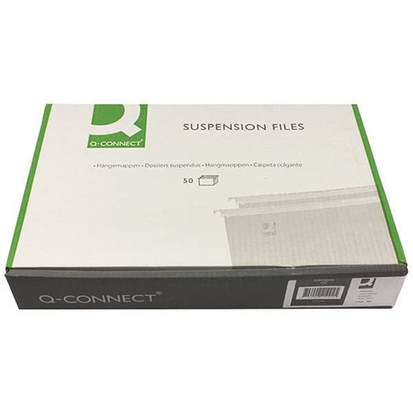 - Q-Connect Foolscap Tabbed Suspension Files | (Pack of 50) KF21001 | Green -