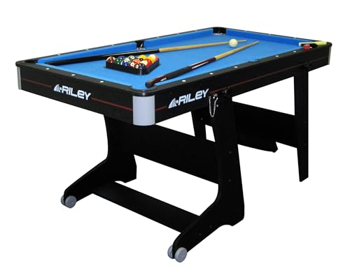 - Riley 5ft Folding Pool Table | Supplied with Balls & Cues & Matching Table Tennis Top | Converts into Desk -