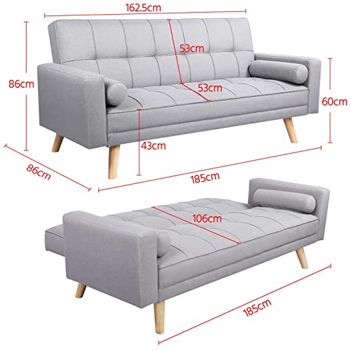 - Yaheetech Modern Fabric Sofa Bed, 3 Seater Click Clack Sofa Settee & Recliner.