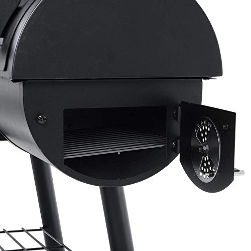Azuma Bandit Barrel BBQ Charcoal Grill Wood Smoker Firebox Black Steel Portable Barbecue