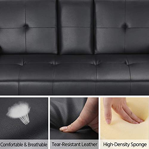 - Yaheetech Click Clack Sofa Bed Faux Leather 3 Seater Sofa Couch For Living Room/Spare Room.