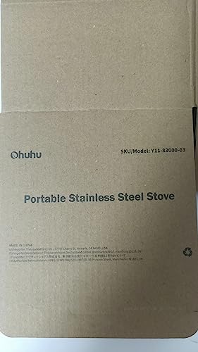 Camping Stove, Ohuhu Rocket Stove Camping Stainless Steel Lightweight Stove Wood Alcohol Stove Portable Outdoor Cooking Picnic BBQ Hiking with Mesh Bag