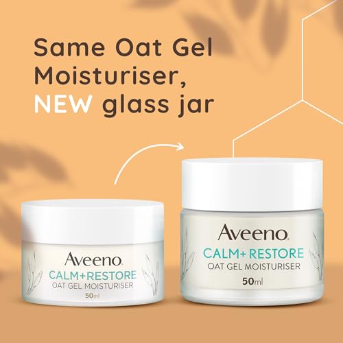 Aveeno Face Calm+Restore Oat Gel Moisturiser (1x 50ml), Face Moisturiser to Instantly Soothe and Replenish the Skin's Moisture Barrier, Intensely Nourishing Day Cream, Tested on Sensitive Skin