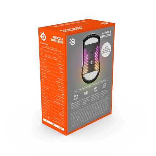 - SteelSeries Aerox 3 Wireless | Holey RGB Gaming Mouse | Ultra-lightweight Water Resistant Design -