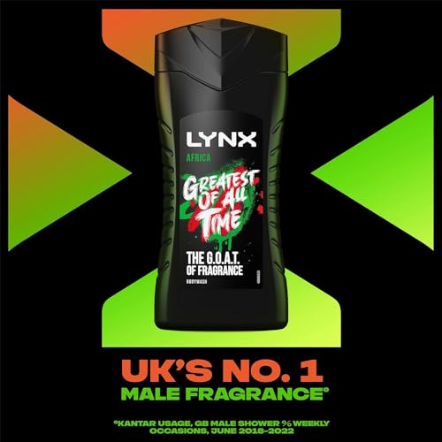 - Lynx Africa Body Wash | 12 Hour Refreshing Fragrance | 225 ml Bulk Buy 3 Pack -