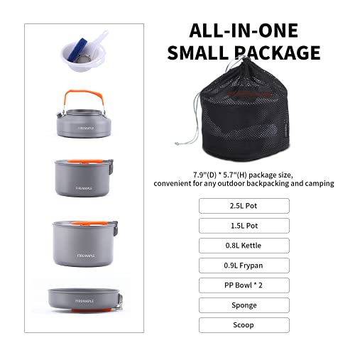 - Fire-Maple Feast 4 Camping Cookware Set | Outdoor Cooking kit with Pot Kettle Pan Bowls and Spatula -