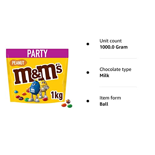 - M&M'S Peanut Milk Chocolate Party Bulk Bag | Chocolate Gift & Movie Night Snacks | 1kg -
