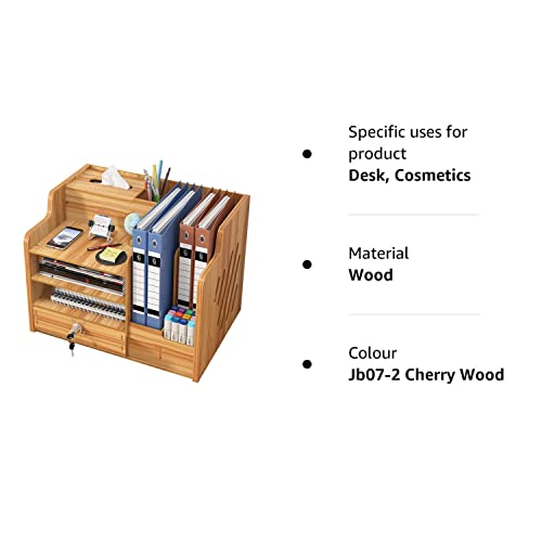 - Updated Wooden Desktop Organiser with Drawer - Large Capacity Desk - Tidy Storage Holder -
