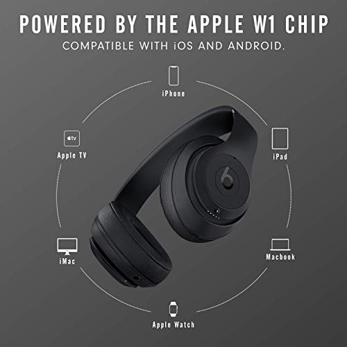 beats Studio3 Wireless Noise Cancelling Over-Ear Headphones - Apple W1 Headphone Chip, Class 1 Bluetooth, Active Noise Cancelling, 22 Hours Of Listening Time - Matte Black