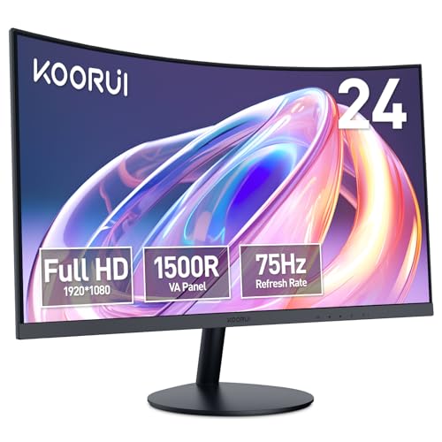 - KOORUI 24-Inch Curved Computer Monitor | Full HD 1080P 75Hz Gaming Monitor | 1500R Monitor HDMI VGA -