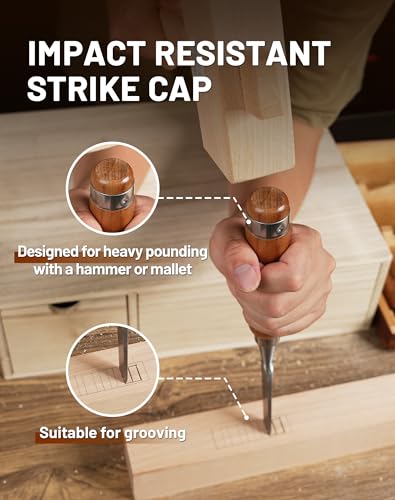 - EZARC 6pc Wood Chisel Set for Woodworking | CRV Steel with Ash Wood Handle -