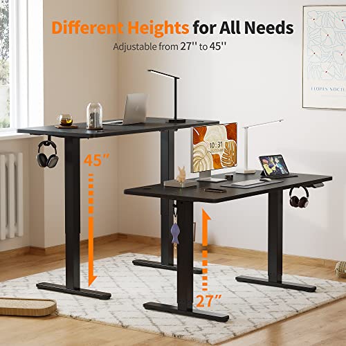 Cubiker Standing Desk Height Adjustable Electric Desk, 100 * 60cm Stand up Table, Sit Stand Home Office Desk with Splice Board, Black Top