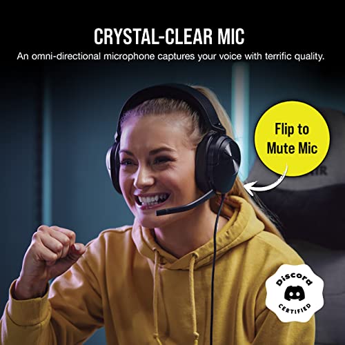 CORSAIR HS55 SURROUND Lightweight Multiplatform Wired Gaming Headset – Dolby 7.1 Surround Sound – iCUE Compatible – PC, Mac, PS5, PS4, Xbox, Nintendo Switch, Mobile – Carbon