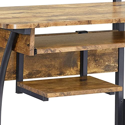 - Yaheetech 3 Tier Computer Desk with Printer Shelf and Keyboard Tray ForHome Office.