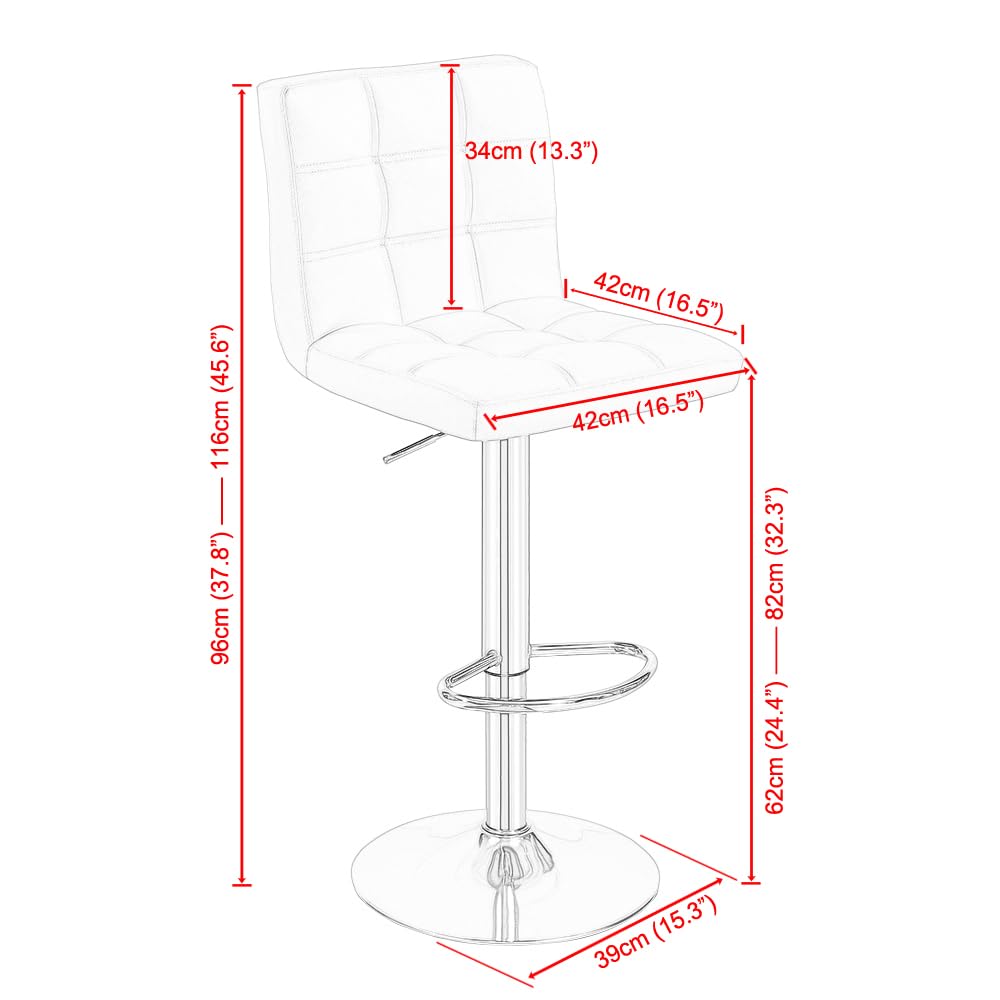 - Panana Bar Stools |Height Adjustable Cuban Bar Chairs | Synthetic Leather | 360° Swivel Kitchen Stool -