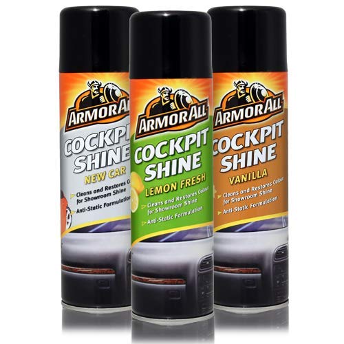 Armor All, Cockpit Shine Car Interior Cleaner 500ml, Vanilla, Cleans and Restores Dashboards and Trims, Anti-Static Formula, Suitable for Plastic, Rubber and Vinyl, Ideal for Car Detailing, Made in UK