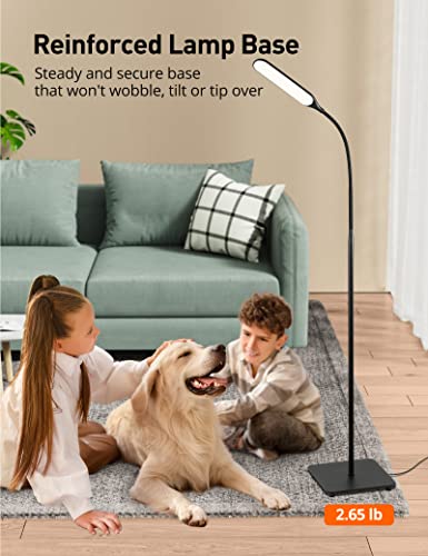 - Sympa LED Floor Lamp | Dimmable Standing Tall Pole Light | 4 Color Temperatures, 4 Brightness Levels | Touch Control | Black -