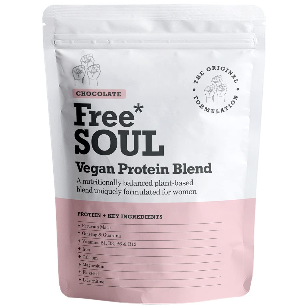 - Free Soul Vegan Protein Powder | Formulated for Women | 600g | 20g Protein | Added Nutrients | Gluten & Soy Free Plant Based Nutrition Protein Shake | Pea and Hemp Isolate Protein (Chocolate) -