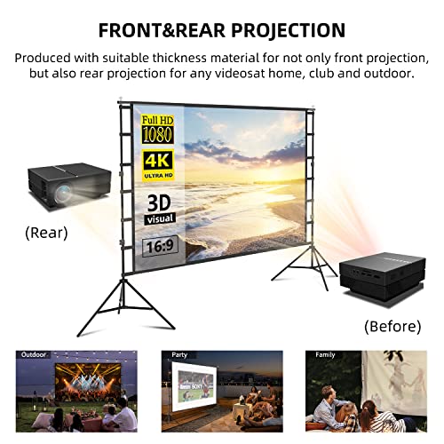 - Projector Screen with Stand | 120 inch 16:9 for Home Theater -