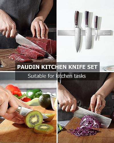 - PAUDIN Chef Knife Set of 3 | Sharp Knife Set |  High Carbon Stainless Steel Japanese Knife Set -