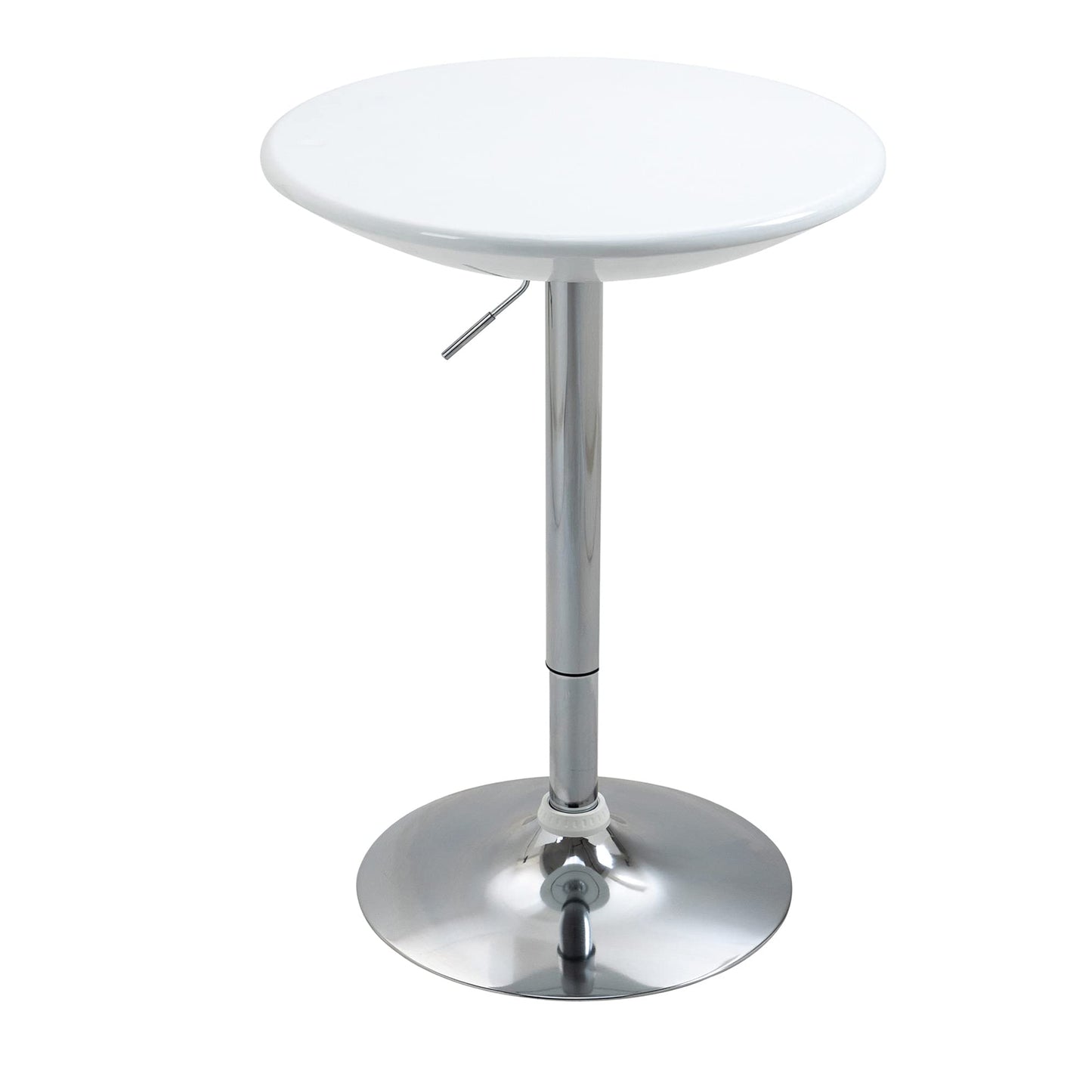 - HOMCOM Modern Round Bar Table | Adjustable Height Home Pub Bistro Desk | Swivel Painted Top with Silver Steel Leg and Base -