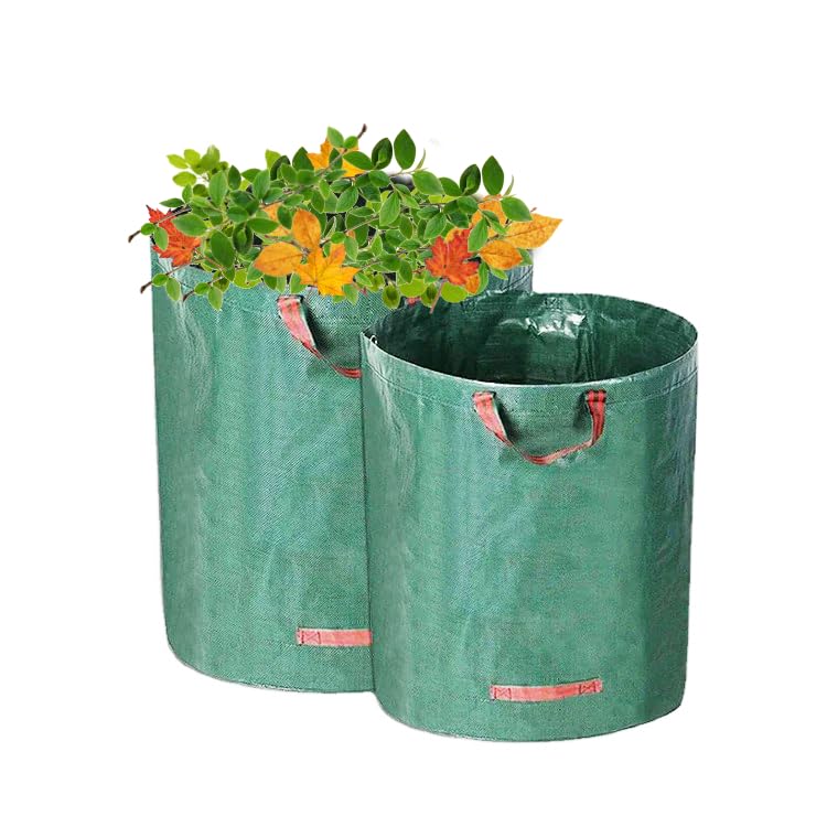 BloomingGarden Heavy Duty Garden Waste Bags 272L x 2 - Reusable Garden Sacks with Handles - Water Repellant - Industrial Fabric