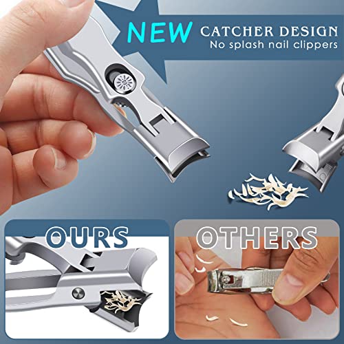 2024 New Nail Clippers for Thick Nails - DRMODE Wide Jaw Opening Nail Clippers with Catcher,Large Toenail Clippers Heavy Duty Nail Cutter with Sharp Curved Blade for Men Senior
