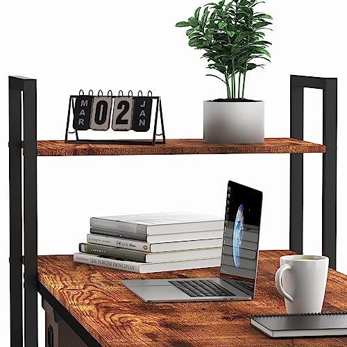 - HOMIDEC Desk | 160x60cm Computer Desk with Bookshelf | Study Desk with 4 Tier DIY Storage Shelves -