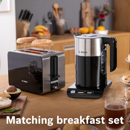 Bosch Styline TWK8633GB Variable Temperature Cordless Kettle, 1.5 Litres, 3000W - Black