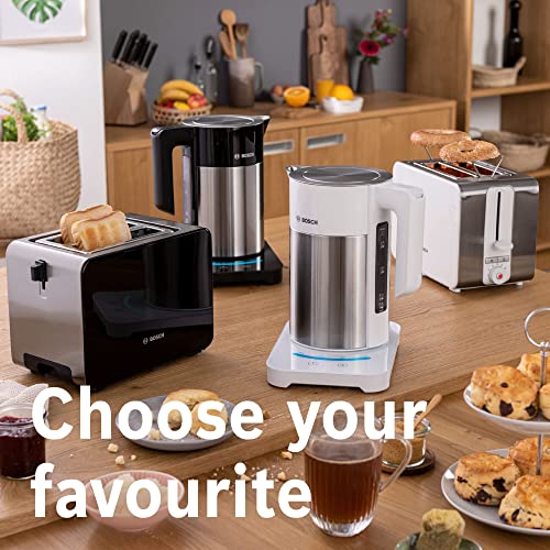 Bosch Sky TWK7203GB 7 Variable Temperature settings & KeepWarm function, Cordless Kettle, 1.7 Litres, Black/Silver