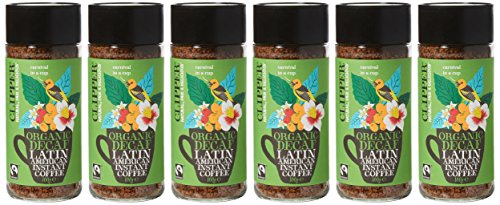 Clipper Latin American Organic Instant Decaf Coffee | 6 x 100g Jars | Bulk Buy Gourmet Decaffeinated Instant Coffee | Sustainable Fairtrade Arabica by Clipper Teas | Ethically Sourced & Eco Conscious