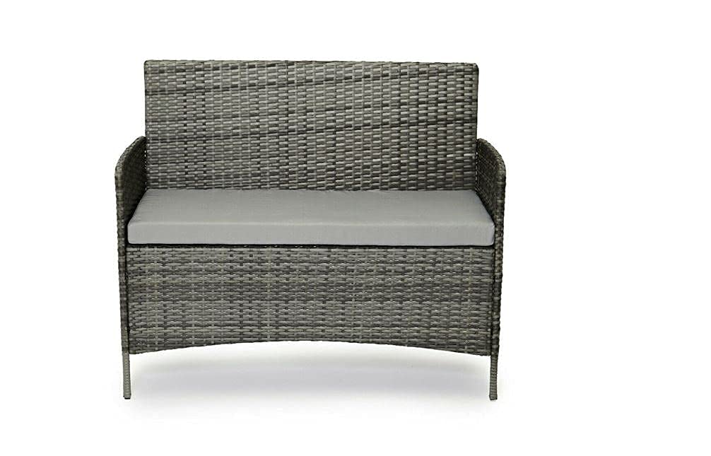 - EVRE Grey Rattan Garden Furniture Set | Patio Conservatory Balcony Indoor Outdoor 4 Seater -