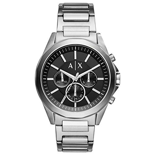 Armani Exchange Watch for Men, Chronograph Movement, 44 mm Silver Stainless Steel Case with a Stainless Steel Strap, AX2600