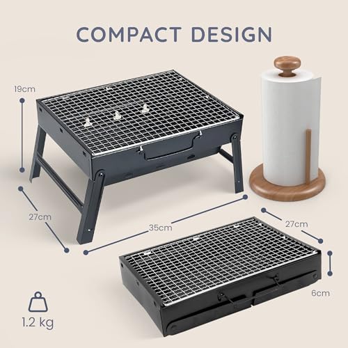CUQOO Easy-to-use Portable BBQ Grill ā Foldable Barbeque Outdoor Travel | Charcoal Barbecue Perfect for Camping, Garden, Picnic Folding Camping Stainless Steel Smoker