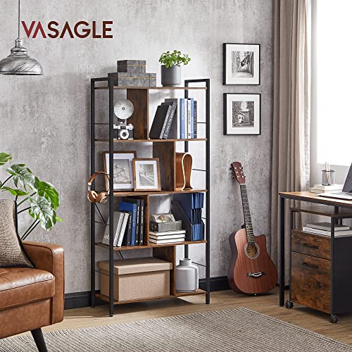 - VASAGLE Storage Unit, Bookcase, 5 Tiers, Open Compartments, Office Living Room -