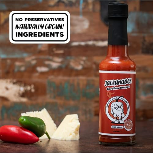 Carolina Reaper Hot Sauce by Jackanapes 150ml - Extremely Hot Vegan Chilli Sauce Made with Carolina Reaper Peppers and Citrus Fruits - Made in the UK