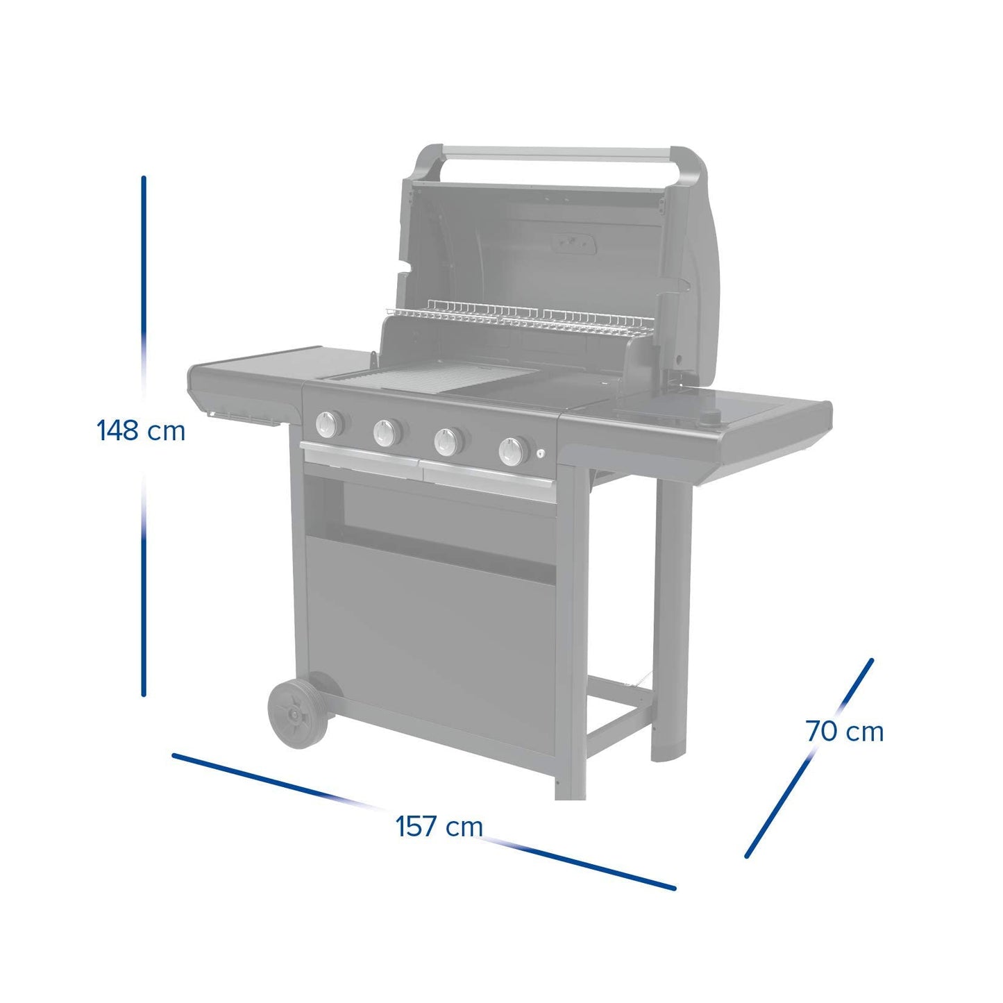 Campingaz Gas BBQ 4 Series Select S, Barbecue Gas Grill with 4 Stainless Steel Burners, 1 Side Burner, Lid with Thermometer, InstaClean Aqua, Culinary Modular System, 13.6kW